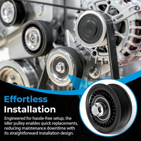 12720530 Drive Belt Idler Pulley Compatible with Che vy Silve rado 1500, Sub Urban, Ta Hoe, Cru ze, GMC Sier ra, Yu kon, Cadil lac ES Calade Replaces 12700122, 15-40607 and 419-091 in Saudi Arabia