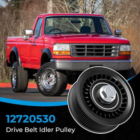 12720530 Drive Belt Idler Pulley Compatible with Che vy Silve rado 1500, Sub Urban, Ta Hoe, Cru ze, GMC Sier ra, Yu kon, Cadil lac ES Calade Replaces 12700122, 15-40607 and 419-091 in Saudi Arabia