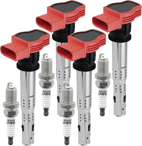 Ignition Coil Pack and Iridium Spark Plugs 06E905115E Set of 4 Compatible with Audi A3 A4 A5 A6 Q3 Q5 S3 TT Quattro,For Volkswagen Golf Jetta Passat GTI Amarok CC 1.8L 2.0L in Saudi Arabia