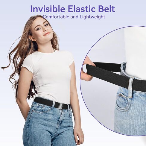 No Show Elastic Belts for Women with Invisible Flat Buckle Stretch Web Strap Belt for Jeans Pants Dresses in Saudi Arabia