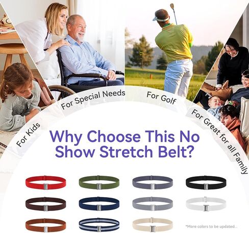 No Show Elastic Belts for Women with Invisible Flat Buckle Stretch Web Strap Belt for Jeans Pants Dresses in Saudi Arabia