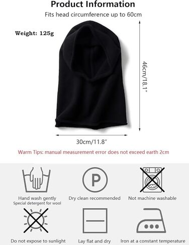 Yuonny 100 ٪ Cashmere Balaclava Hood Loop وشاح ، نساء الرجال شتاء قبعة وشاح محرك in Kuwait