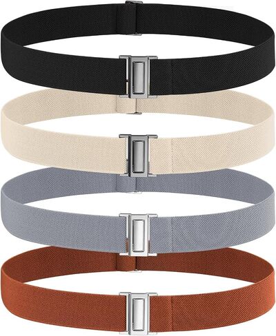 No Show Elastic Belts for Women with Invisible Flat Buckle Stretch Web Strap Belt for Jeans Pants Dresses in Saudi Arabia