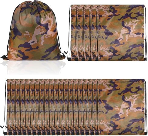 26 Pcs Camo Drawstring Bags Bulk, Waterproof Lightweight Camouflage Polyester Backpack for Travel Gym Sport Yoga Camping Party Supplies, 13.4 x 16.5 Inch in Saudi Arabia