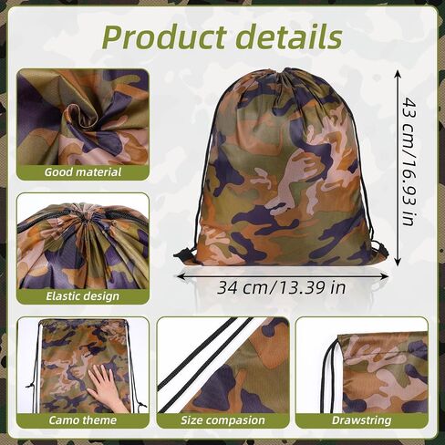26 Pcs Camo Drawstring Bags Bulk, Waterproof Lightweight Camouflage Polyester Backpack for Travel Gym Sport Yoga Camping Party Supplies, 13.4 x 16.5 Inch in Saudi Arabia