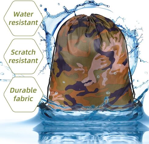 26 Pcs Camo Drawstring Bags Bulk, Waterproof Lightweight Camouflage Polyester Backpack for Travel Gym Sport Yoga Camping Party Supplies, 13.4 x 16.5 Inch in Saudi Arabia
