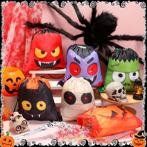 Shihanee 36 PCS Halloween Armers Carps String Set Bulk - Halloween Draphstring Backpack Party Supplies for Kids Girls Boys Gym Supplies (Cartoon Style) in Saudi Arabia