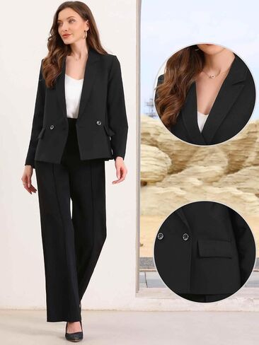 Allegra K Blazers لأعمال المرأة غير الرسمية مزدوجة الصدر ، بدلة مكتب العمل الطويل الأكمام in Saudi Arabia