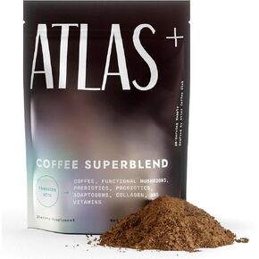Atlas+ Coffee Superblend - قهوة الفطر الفورية مع Mane's Mane و Reishi و Cordyceps و Ashwagandha و Probiotics و Vitamin D3 & B12 - للطاقة والتركيز والمناعة وصحة الأمعاء - 28 حصص (حقيبة واحدة) in Saudi Arabia