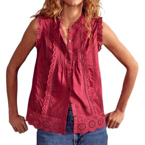 Women Cute Cutout Eyelet Tank Top Fairy Cottagecore Sleeveless Scallop Trim Pleated Peplum Camisole Sheer Going Out Top in Saudi Arabia