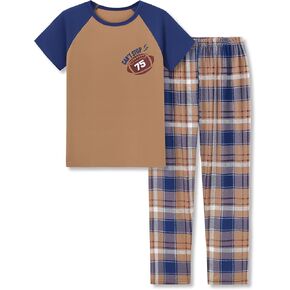 Beezizac Boys Pajamas Catch بعض البيسبول المخطط Z من Z 2 قطعة متعة قصيرة وسروال PJS كيد Sleepwear Size 6-18 in Kuwait
