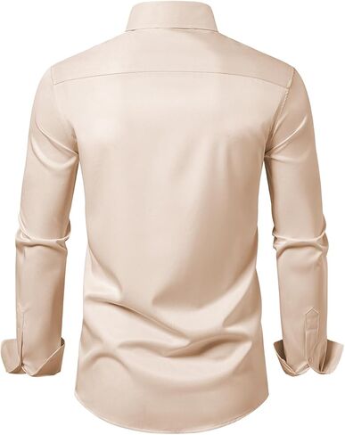 Men's Dress Shirt Slim Fit Casual Business Formal Wedding Long Sleeve Wrinkle Free Button Down Shirts in Saudi Arabia