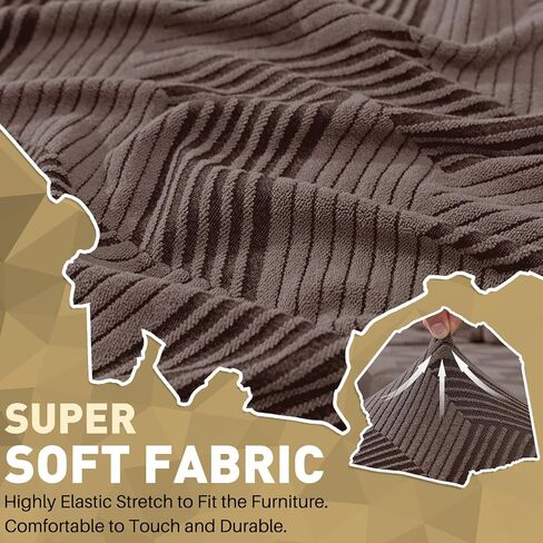 JIVENER Recliner Chair Covers,3 Pieces Recliner Covers Geometrical Jacquard, Stretch Lazy Boy Recliner Slipcovers with Elastic Bottom for Pet, Kids (1 Seater, Brown) in Kuwait