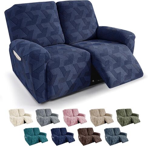 JIVENER Recliner Chair Covers,3 Pieces Recliner Covers Geometrical Jacquard, Stretch Lazy Boy Recliner Slipcovers with Elastic Bottom for Pet, Kids (1 Seater, Brown) in Kuwait