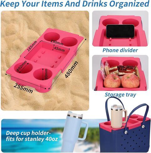 Topper Tray for Bogg Bag Accessories,Cup Holder Phone Holder Top Table Organizer for Original XL Bog Beach Tote Bag in Kuwait