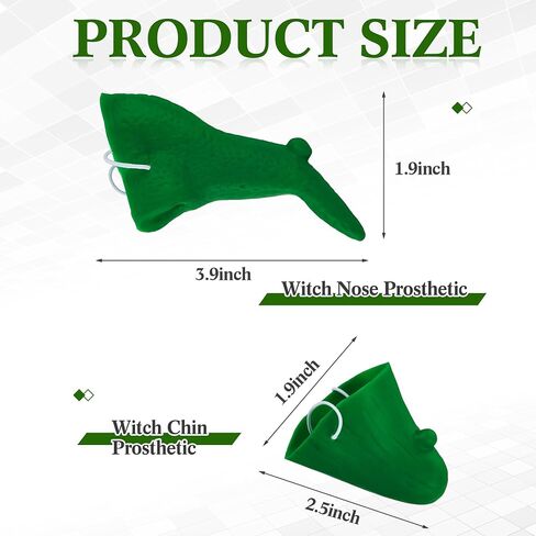 Libima 17 PCS Halloween Witch Makeup Kit Green Fake Witch Nose and Chin ، 10 PCS Black Long Pingernails ، Face Paint ، Makeup Sponge and Brush Effects Expeliver in Saudi Arabia