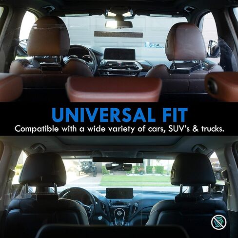 Kleantoolz Adjustable Plexiglass Car Sneeze Guard Barrier - Partition *IMPROVED For Most Vehicles, Shield For Rideshare Driver, Passengers - Microfiber Cloth, 2 Rating Cards, 2 Mask Stickers in Saudi Arabia