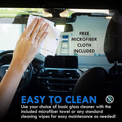 Kleantoolz Adjustable Plexiglass Car Sneeze Guard Barrier - Partition *IMPROVED For Most Vehicles, Shield For Rideshare Driver, Passengers - Microfiber Cloth, 2 Rating Cards, 2 Mask Stickers in Saudi Arabia