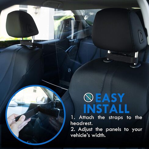 Kleantoolz Adjustable Plexiglass Car Sneeze Guard Barrier - Partition *IMPROVED For Most Vehicles, Shield For Rideshare Driver, Passengers - Microfiber Cloth, 2 Rating Cards, 2 Mask Stickers in Saudi Arabia