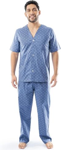 Fruit of the Loom Men's Broadcloth Short Sleeve Top and Long Pants Pajama Set in Kuwait