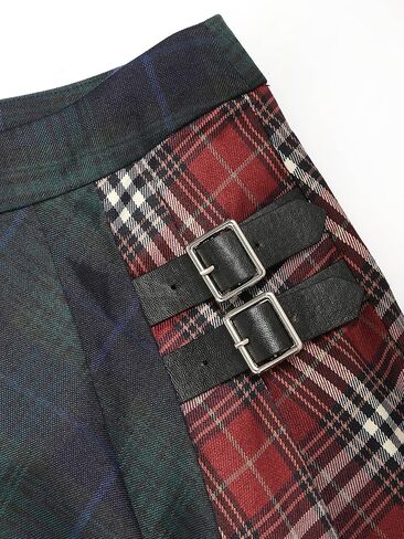 CIDER Plaid Skirt for Women Mid Waist Patched Check Buckle Maxi Skirt Womens Skirts Long Skirts for Women in Saudi Arabia
