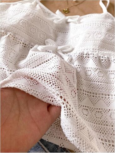 SOLY HUX Girl's Summer Lace Hollow Out Bowknot Cami Tank Top Spaghetti Strap Cute Camisole in Saudi Arabia