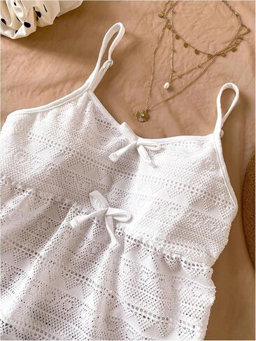SOLY HUX Girl's Summer Lace Hollow Out Bowknot Cami Tank Top Spaghetti Strap Cute Camisole in Saudi Arabia