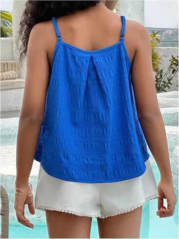 SOLY HUX Girl's Summer Camisole Tops Spaghetti Strap Pleated Cute Vacation Cami Shirts in Saudi Arabia