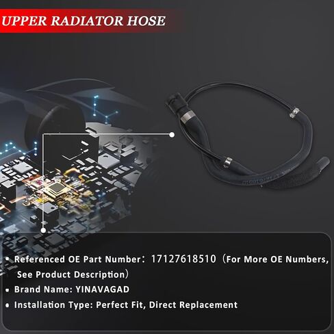 17127618510 Engine Expansion Tank to Upper Radiator Coolant Hose for BMW 128i 325i 328i xDrive 328xi 330i 330xi X1 E87 E88 E90 E91 E92 2006-2013, for 17127531590 17127565093 V201227 CHE0573 in Saudi Arabia