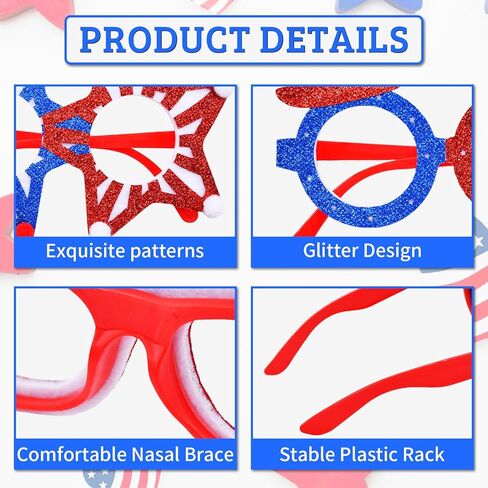 6 Pcs Glasses Party Decor, Glitter Party Sunglasses Frames Novelty Costume Eyeglasses Photo Props for Adults Kids, Fun Party in Kuwait