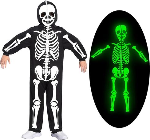 Spooktacular Creations Halloween Kids Skeleton Costume Glow في بذلة الهيكل العظمي المظلم لزي طفل عيد الهالوين in Saudi Arabia