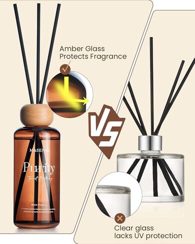 M & Sense Lavender Eucalyptus Reed Diffuser: 6.3 Fl Oz رائحة غير سامة مع العصي ، العطور الخفيفة والخفية ، هدايا الزيت الطبيعية الطبيعية الطبيعية لغرفة النوم ، ديكور الجرف والمساحات الصغيرة in Kuwait