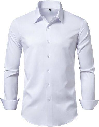 Men's Dress Shirt Slim Fit Casual Business Formal Wedding Long Sleeve Wrinkle Free Button Down Shirts in Saudi Arabia