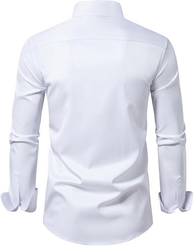 Men's Dress Shirt Slim Fit Casual Business Formal Wedding Long Sleeve Wrinkle Free Button Down Shirts in Saudi Arabia