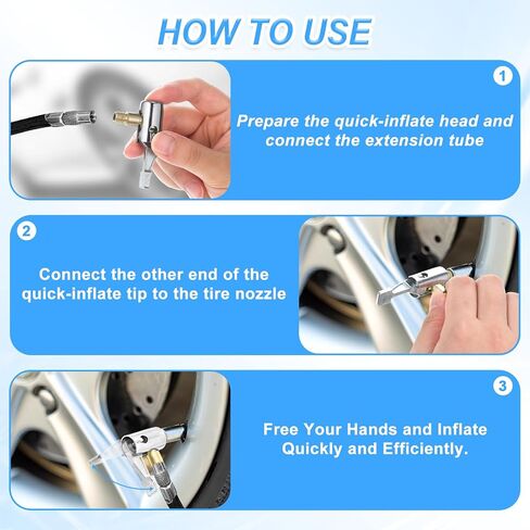 2 Pcs Tire Inflator Hose Adapter Lock on Air Chuck Locking, Metal Locking Air Chuck with Standard Tire Valve Thread No Leakage Inflating Nozzle for Portable Tires Pump, Airs Compressor in Saudi Arabia