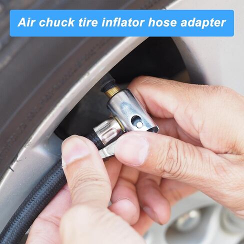 2 Pcs Tire Inflator Hose Adapter Lock on Air Chuck Locking, Metal Locking Air Chuck with Standard Tire Valve Thread No Leakage Inflating Nozzle for Portable Tires Pump, Airs Compressor in Saudi Arabia