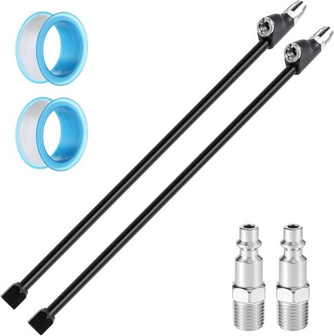 2 Pack Dual Head Air Chuck Sets, 14" Air Chucks for Tires, Heavy Duty Tire Air Chuck, 2-Way Connection 1/4" FNPT Straight Lock On Tire Inflate Chucks for Air Compressor Trucks RV Dually Tires(Black) in Kuwait