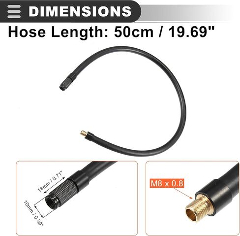 Motoforti Universal الإطارات الإطارات امتداد خرطوم تشاك محول الهواء أنبوب مضخة صمام الإطارات أنبوب صمام إطارات ، طول 50 سم ، مطاط النحاس ، أسود ، 1 الكمبيوتر in Saudi Arabia