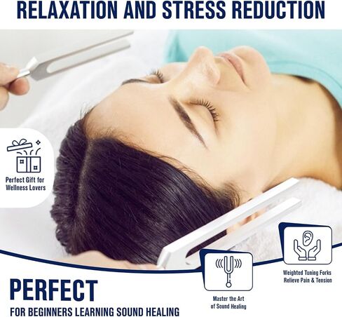 5pc Tuning Fork Set for Healing & Vibration Therapy – 128Hz, 256Hz, 512Hz, 1024Hz & 2048Hz Frequencies for Essential Yoga and Meditation Accessories & Sound Therapy in Saudi Arabia