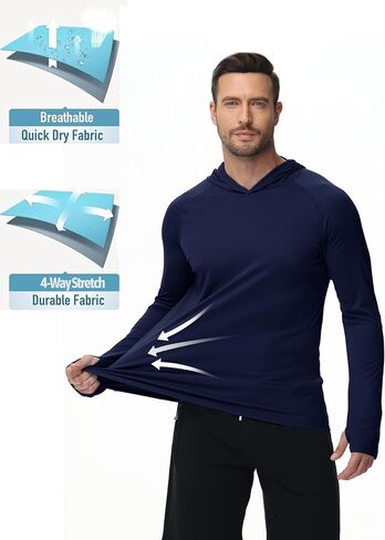 KINSWT Men's UPF 50+ Sun Protection Hoodie Shirts Long Sleeve Hiking Fishing Lightweight SPF UV Shirt with Hood in Kuwait