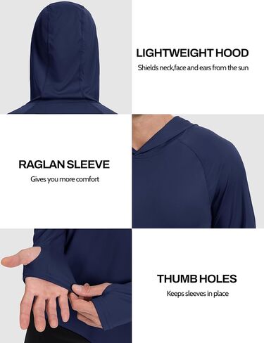 KINSWT Men's UPF 50+ Sun Protection Hoodie Shirts Long Sleeve Hiking Fishing Lightweight SPF UV Shirt with Hood in Kuwait