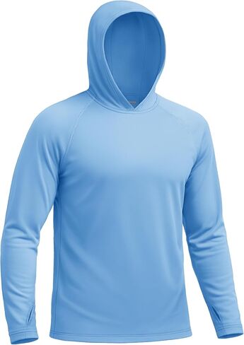 KINSWT Men's UPF 50+ Sun Protection Hoodie Shirts Long Sleeve Hiking Fishing Lightweight SPF UV Shirt with Hood in Kuwait