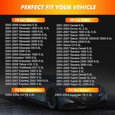 8pcs حقن الوقود تتناسب مع سيلفرادو 1500 2500 3500 ، ل GMC Sierra Yukon ، ل Cadillac Escalade ، لبويك رينير ، 5.3L 6.0L 4.8L V8 ، 2001-2007 ، يحل محل 25317628 ، 17113698 ، 17113553 ، FJ315 ، FJ315 ، in Saudi Arabia