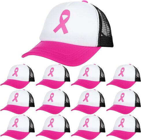Breast Cancer Awareness Trucker Hats Mesh Baseball Caps Mesh Cap Pink Ribbon Adjustable Cap for Women Men in Saudi Arabia