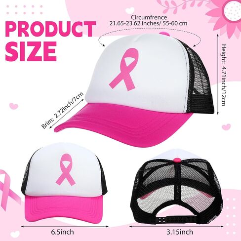 Breast Cancer Awareness Trucker Hats Mesh Baseball Caps Mesh Cap Pink Ribbon Adjustable Cap for Women Men in Saudi Arabia