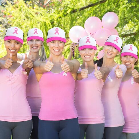 Breast Cancer Awareness Trucker Hats Mesh Baseball Caps Mesh Cap Pink Ribbon Adjustable Cap for Women Men in Saudi Arabia