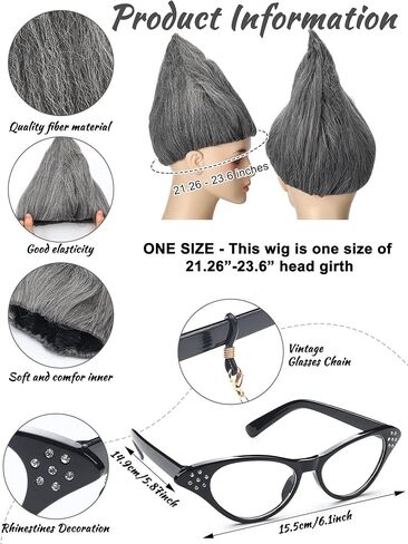 3 PCS هالوين سبيكة مثل إكسسوارات المسؤول مجموعة نظارات Gray Flame Cat Cat مع سلسلة من الخرز للنساء in Saudi Arabia