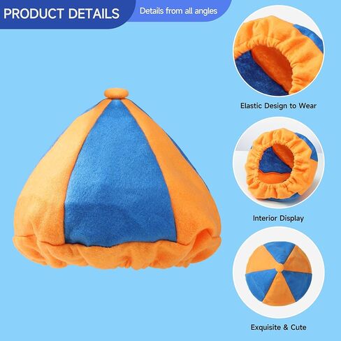 4PCS Costume Roleplay Accessories, Orange Blue Hat & Orange Suspenders & Bow-tie & Lensless Glasses, Dress Up Party Supplies, One Size Fits Most Adults Teenager in Kuwait
