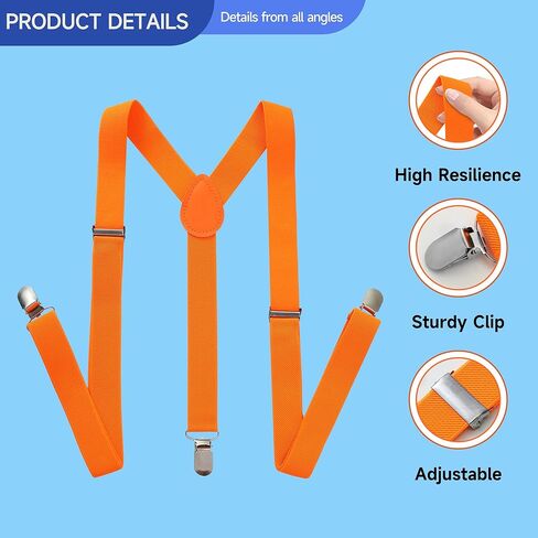 4PCS Costume Roleplay Accessories, Orange Blue Hat & Orange Suspenders & Bow-tie & Lensless Glasses, Dress Up Party Supplies, One Size Fits Most Adults Teenager in Kuwait