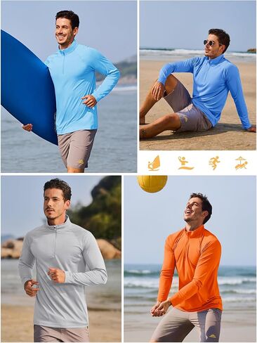 رجال UPF 50+ حماية من أشعة الشمس واقي 1/4 pullover zip up الصيد الجري القمصان in Saudi Arabia